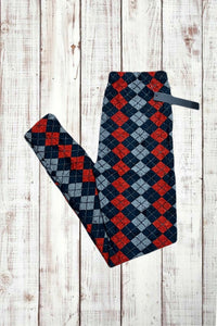 Buttery Soft Leggings - Argyle Print Red/Gray/Navy