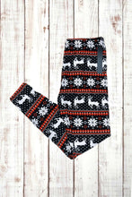 Load image into Gallery viewer, Buttery Soft Leggings - Black &amp; Red Fair Isle
