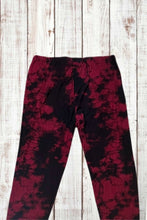 Load image into Gallery viewer, Buttery Soft Leggings - Dark Tie Dye Burgundy Red/Black
