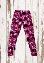 Load image into Gallery viewer, Buttery Soft Leggings - Fuchsia Pink &amp; Burgundy Tie Dye
