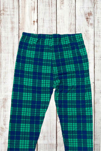 Buttery Soft Leggings - Green/Blue Plaid