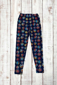 Buttery Soft Leggings - Rainbow Snowflakes