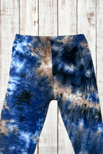 Load image into Gallery viewer, Buttery Soft Capri Leggings - Blue/Tan Tie Dye
