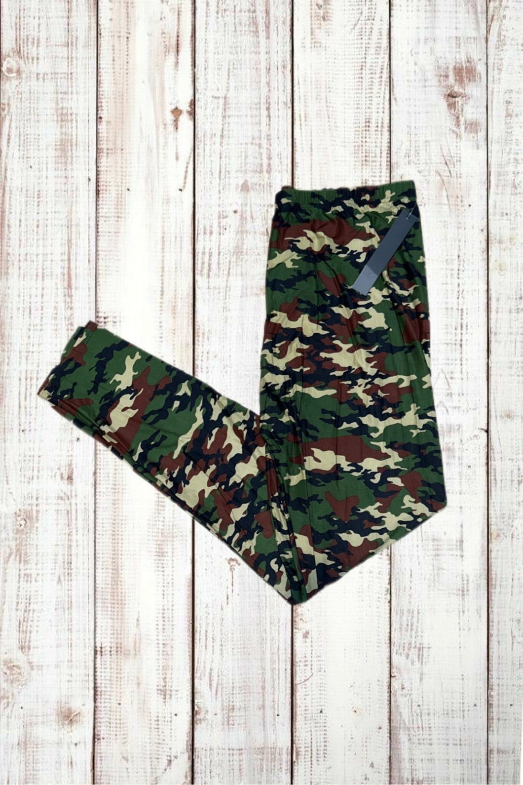 Buttery Soft Leggings - Green/Tan Camo