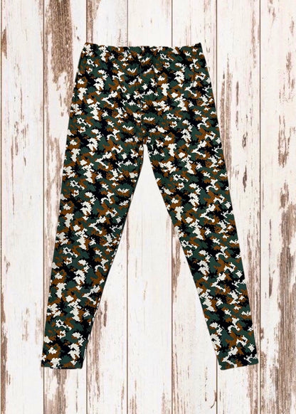 Buttery Soft Leggings - Digi Camo Olive Green/Tan