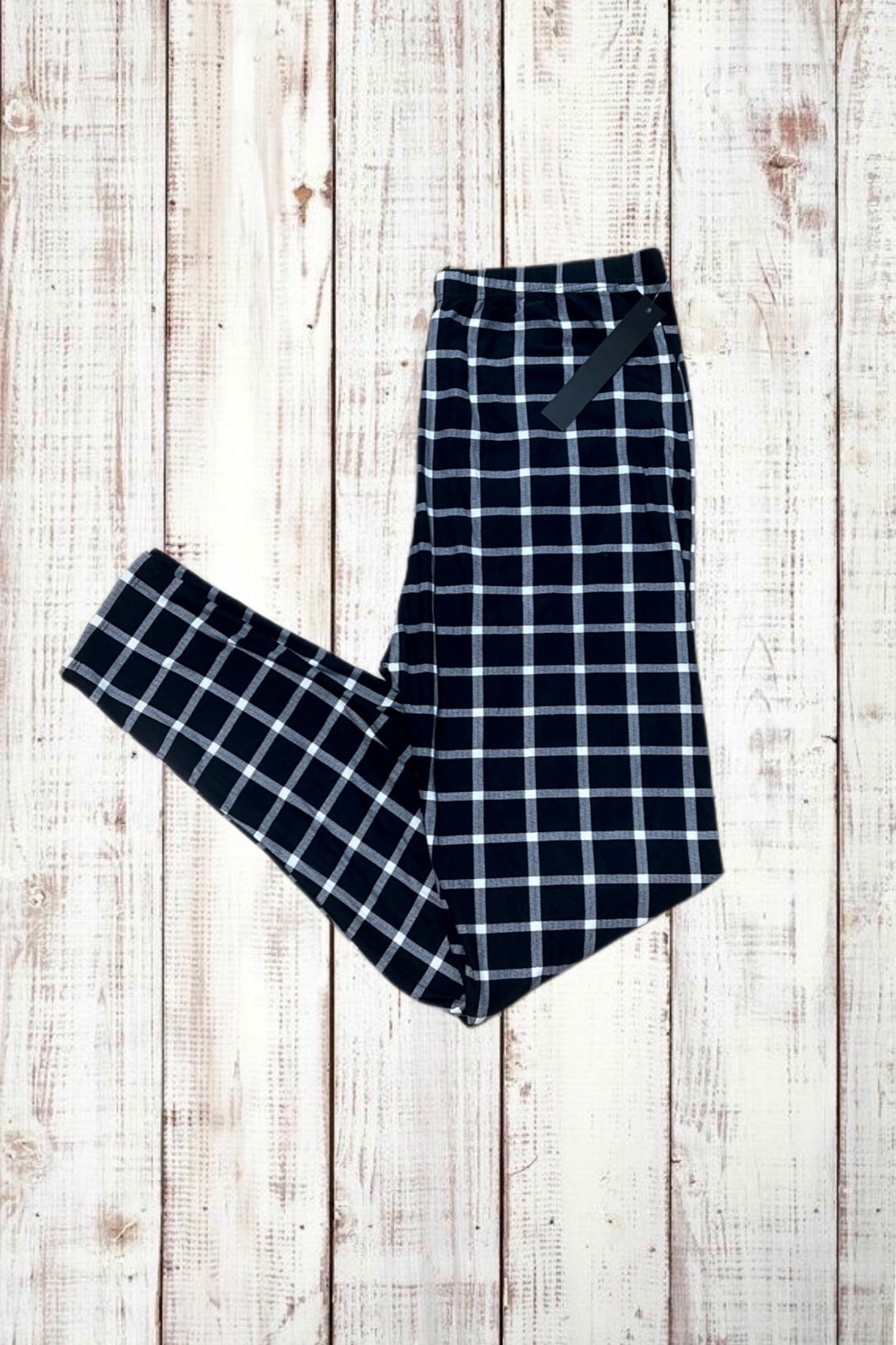 Buttery Soft Leggings - Classic Black Gingham Plaid