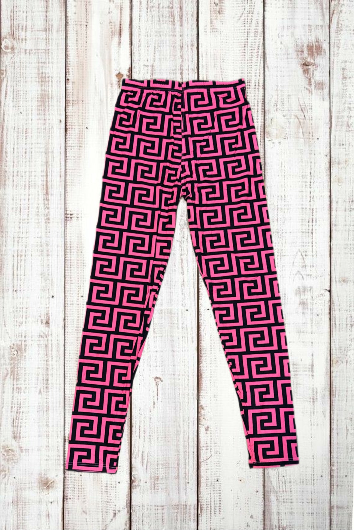 Buttery Soft Leggings - Pink & Black Geometric