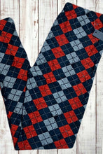 Load image into Gallery viewer, Buttery Soft Leggings - Argyle Print Red/Gray/Navy
