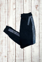 Load image into Gallery viewer, Buttery Soft Joggers - Black w/ Silver Stripe
