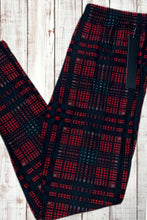 Load image into Gallery viewer, Buttery Soft Leggings - Deep Red/Hunter Green Plaid
