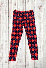 Load image into Gallery viewer, Buttery Soft Leggings - Argyle Print Red/Navy
