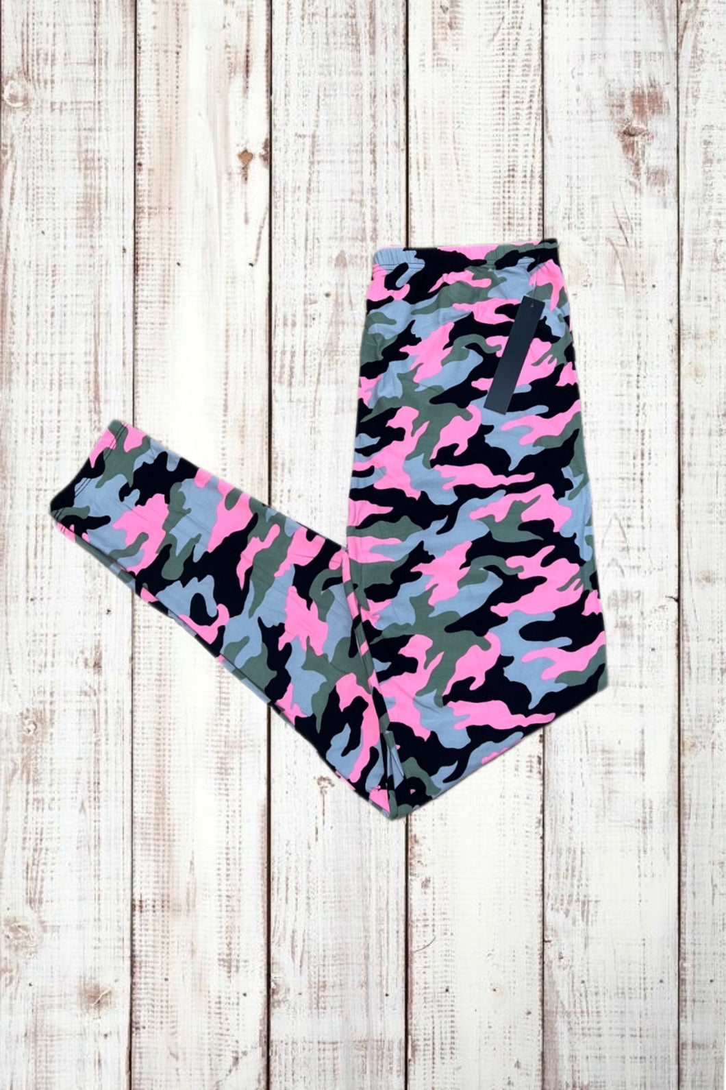 Buttery Soft Leggings - Camo Light Pink/Gray