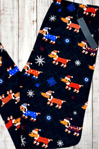 Buttery Soft Leggings - Christmas Dachshunds