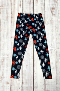 Buttery Soft Leggings - Holiday Ballerina & Snowflakes