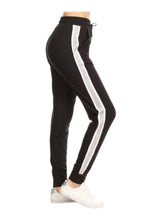 Load image into Gallery viewer, Buttery Soft Joggers - Black w/ Silver Stripe
