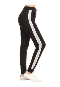 Buttery Soft Joggers - Black w/ Silver Stripe