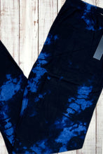 Load image into Gallery viewer, Buttery Soft Leggings - Dark Tie Dye Blue/Black
