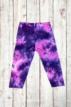 Load image into Gallery viewer, Buttery Soft Capri Leggings - Purple/Pink Tie Dye
