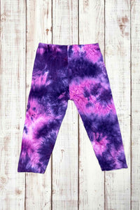 Buttery Soft Capri Leggings - Purple/Pink Tie Dye