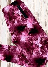 Load image into Gallery viewer, Buttery Soft Leggings - Fuchsia Pink &amp; Burgundy Tie Dye
