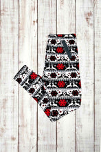 Load image into Gallery viewer, Buttery Soft Leggings - Holiday Reindeer &amp; Snowflakes Red Black White
