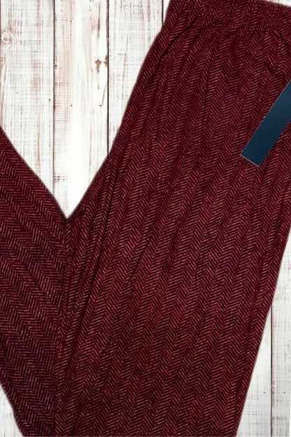 Buttery Soft Leggings - Burgundy Red Chevron