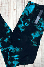 Load image into Gallery viewer, Buttery Soft Leggings - Dark Tie Dye Aqua/Black
