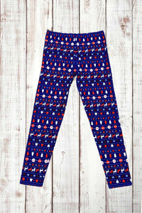 Buttery Soft Leggings - Red White & Blue Christmas