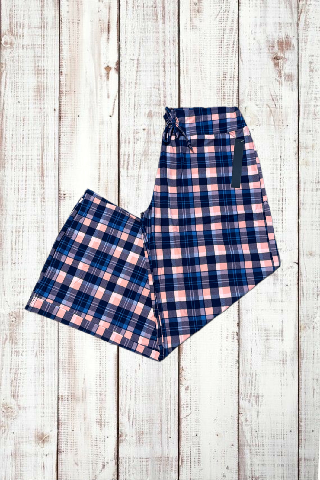 Buttery Soft Lounge Pants - Pink/Blue Plaid