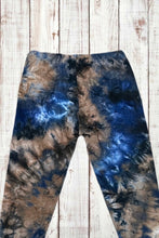 Load image into Gallery viewer, Buttery Soft Leggings - Tie Dye Navy Blue &amp; Tan
