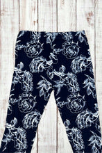 Load image into Gallery viewer, Buttery Soft Leggings - Deepest Navy &amp; White Roses
