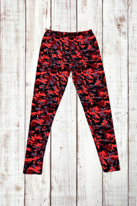 Buttery Soft Leggings - Camo Red