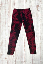 Load image into Gallery viewer, Buttery Soft Leggings - Dark Tie Dye Burgundy Red/Black
