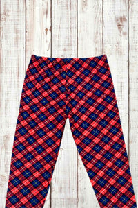 Buttery Soft Leggings - Diamond Plaid Red/Navy