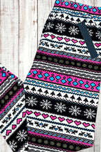 Load image into Gallery viewer, Buttery Soft Leggings - Holiday Pink Fair Isle
