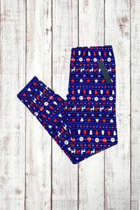 Buttery Soft Leggings - Red White & Blue Christmas