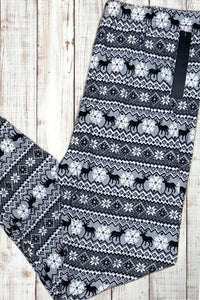 Buttery Soft Leggings - Holiday Gray Fair Isle