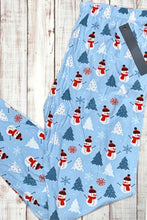 Load image into Gallery viewer, Buttery Soft Leggings - Holiday Light Blue Snowmen
