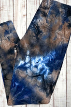 Load image into Gallery viewer, Buttery Soft Leggings - Tie Dye Navy Blue &amp; Tan
