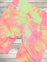 Load image into Gallery viewer, Activewear Shorts - Neon Yellow &amp; Pink Tie Dye
