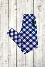 Load image into Gallery viewer, Buttery Soft Leggings - Diamond Plaid Blue/White
