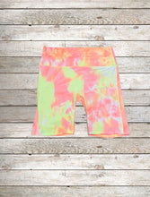 Load image into Gallery viewer, Activewear Shorts - Neon Yellow &amp; Pink Tie Dye
