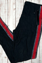 Load image into Gallery viewer, Buttery Soft Yoga Leggings - Black w/ Red &amp; Silver Stripe
