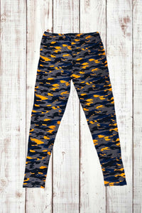 Buttery Soft Leggings - Camo Orange/Gray/Black