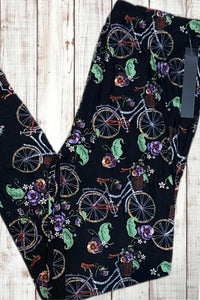 Buttery Soft Leggings - Bicyles & Flowers