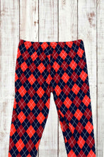 Load image into Gallery viewer, Buttery Soft Leggings - Argyle Print Red/Navy
