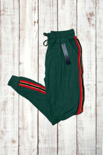 Load image into Gallery viewer, Buttery Soft Joggers - Green w/ Red Stripes
