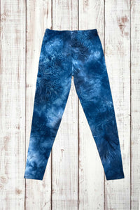 Buttery Soft Leggings - Tie Dye Navy Blue