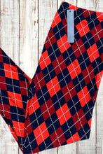 Load image into Gallery viewer, Buttery Soft Leggings - Argyle Print Red/Navy
