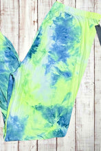 Load image into Gallery viewer, Buttery Soft Leggings - Tie Dye Neon Lime Green/Blue
